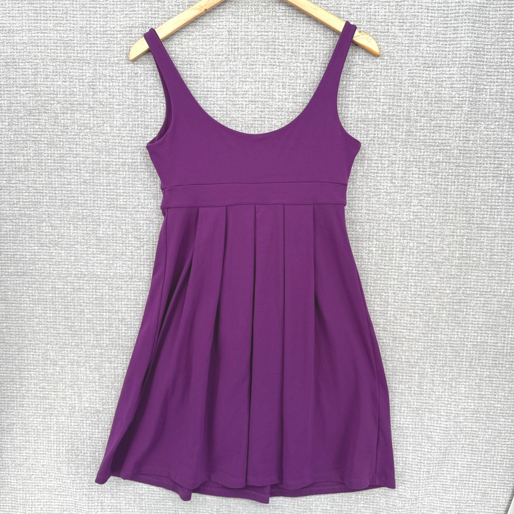 Susana Monaco Purple Dress Sleeveless Babydoll Pleated Stretch Fit Flare‎ Sz M
